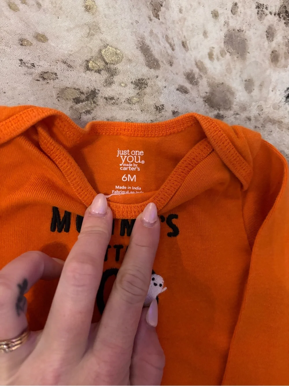 Carter's Orange Halloween Baby Matching Set with Bat Bib